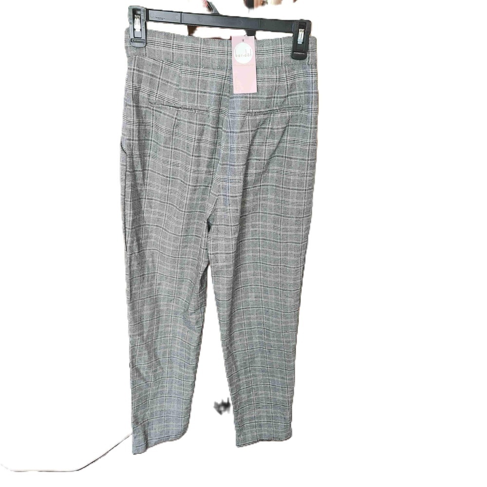 Bar Dot Black Check Pattern Cropped Trousers Size… - image 1